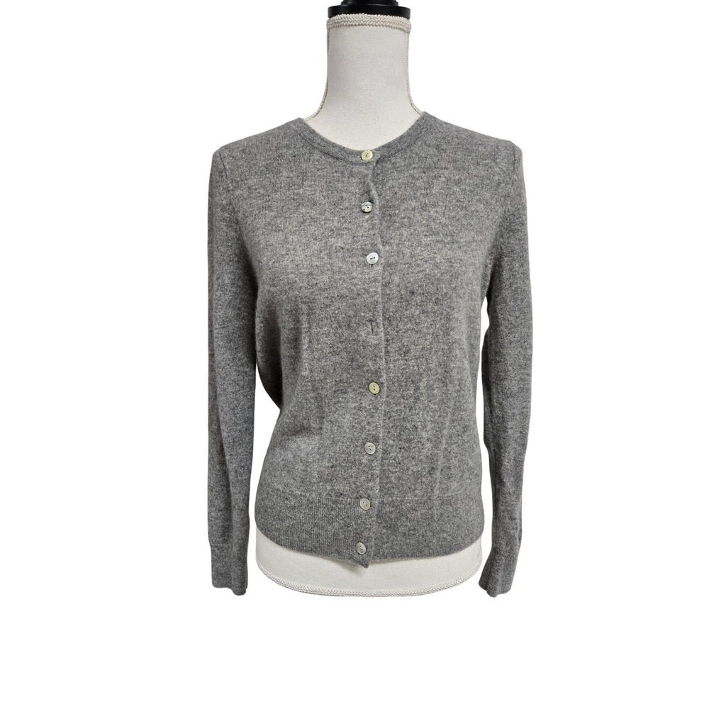 Quince 100% Cashmere Button Front Sweater Cardigan Gray Women's M Flawed READ